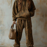 【24-hour shipping out】Fashion Retro Hooded Camouflage Sweatshirt and Leggings Two-piece Suit