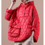Literary Orange Plus Size Hooded Pullover Short Puffers Jackets(Free Shipping + Limited Stock)