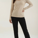 Long-sleeved knit top with Barbara-style slits