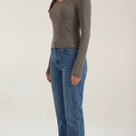Long-sleeved knit top with Barbara-style slits