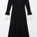 Charlotte Knit Maxi Dress with Contrasting Color Cuffs