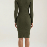 Erin Ribbed Midi Dress with Buttons at the Sides