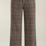 Leigh high-waisted wide-leg plaid trousers