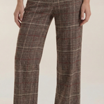 Leigh high-waisted wide-leg plaid trousers