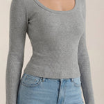 Marian Long Sleeve Top with U-Neck