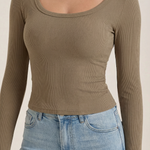 Marian Long Sleeve Top with U-Neck