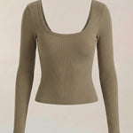 Marian Long Sleeve Top with U-Neck