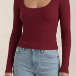 Marian Long Sleeve Top with U-Neck