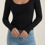 Marian Long Sleeve Top with U-Neck