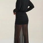 Sonya Mesh Ruched Maxi Dress
