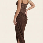 Giselle: Long Lace Dress with Corset and Off-Shoulder