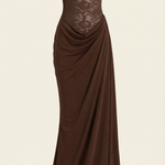 Giselle: Long Lace Dress with Corset and Off-Shoulder