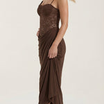Giselle: Long Lace Dress with Corset and Off-Shoulder