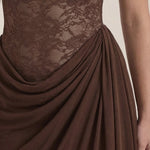 Giselle: Long Lace Dress with Corset and Off-Shoulder