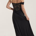 Giselle: Long Lace Dress with Corset and Off-Shoulder