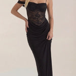 Giselle: Long Lace Dress with Corset and Off-Shoulder