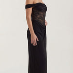 Giselle: Long Lace Dress with Corset and Off-Shoulder
