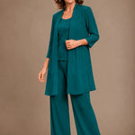 Evelyn Embroidered Three-Piece Pant Set