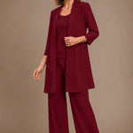 Evelyn Embroidered Three-Piece Pant Set