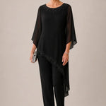 Beaded Chiffon Overlay Mother of the Bride Pant Suit