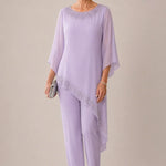 Beaded Chiffon Overlay Mother of the Bride Pant Suit