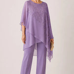 Embroidered Chiffon Overlay Mother of the Bride Pant Suit