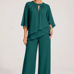Graceful Keyhole Neck Formal Pant Suit