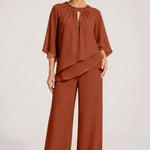 Graceful Keyhole Neck Formal Pant Suit