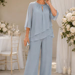 Graceful Keyhole Neck Formal Pant Suit