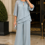 Graceful Keyhole Neck Formal Pant Suit