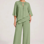 Graceful Keyhole Neck Formal Pant Suit
