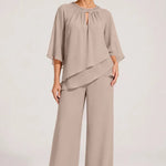 Graceful Keyhole Neck Formal Pant Suit