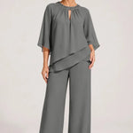 Graceful Keyhole Neck Formal Pant Suit