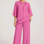 Graceful Keyhole Neck Formal Pant Suit