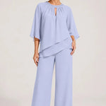 Graceful Keyhole Neck Formal Pant Suit