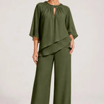 Graceful Keyhole Neck Formal Pant Suit