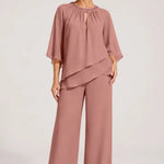 Graceful Keyhole Neck Formal Pant Suit