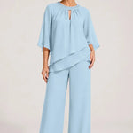 Graceful Keyhole Neck Formal Pant Suit