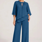 Graceful Keyhole Neck Formal Pant Suit