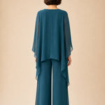 Flowing Chiffon Overlay Mother of the Bride Pant Set
