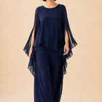 Flowing Chiffon Overlay Mother of the Bride Pant Set