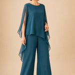 Flowing Chiffon Overlay Mother of the Bride Pant Set
