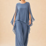 Flowing Chiffon Overlay Mother of the Bride Pant Set