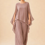 Flowing Chiffon Overlay Mother of the Bride Pant Set