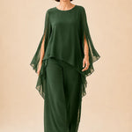 Flowing Chiffon Overlay Mother of the Bride Pant Set