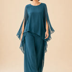 Flowing Chiffon Overlay Mother of the Bride Pant Set
