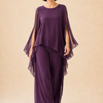 Flowing Chiffon Overlay Mother of the Bride Pant Set