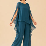 Flowing Chiffon Overlay Mother of the Bride Pant Set