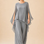 Flowing Chiffon Overlay Mother of the Bride Pant Set