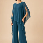 Flowing Chiffon Overlay Mother of the Bride Pant Set